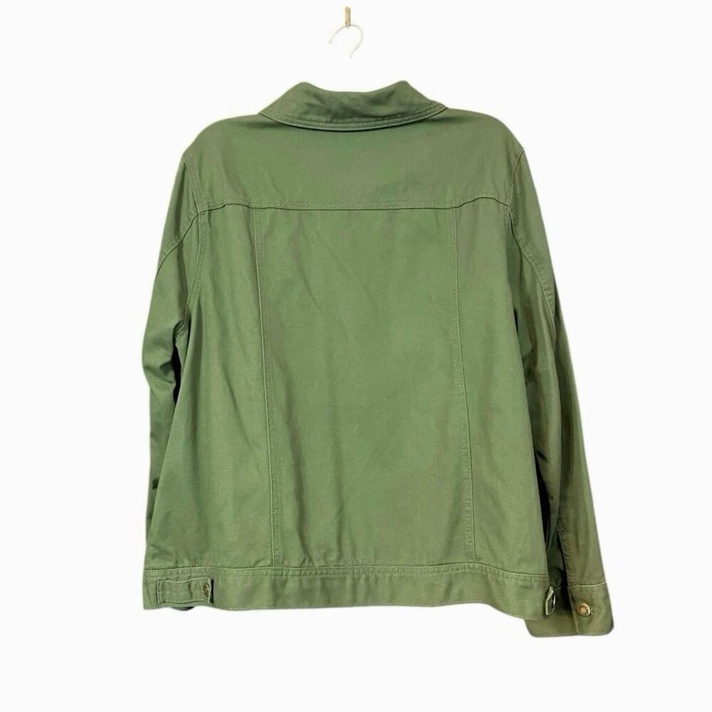 Jessica London Women's Olive Green Button-Up 100% Cotton Denim Jacket | Size 20W - Picture 2 of 8